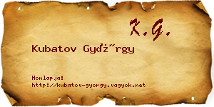 Kubatov György névjegykártya