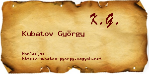 Kubatov György névjegykártya